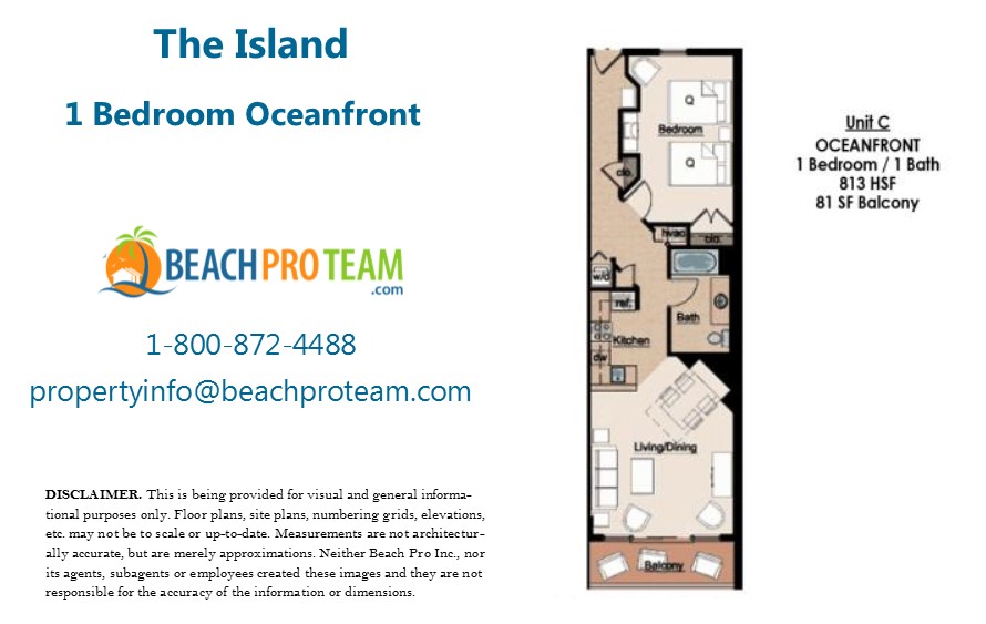 The Island Floor Plan C - 1 Bedroom Oceanfront